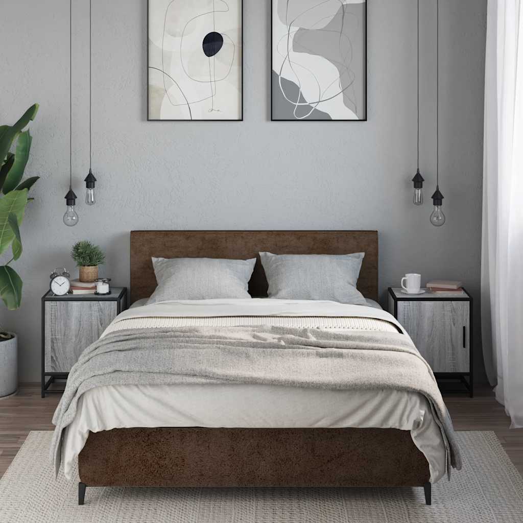 vidaXL Noptiere 2 buc Gri Sonoma 40x31x50 cm lemn prelucrat și metal
