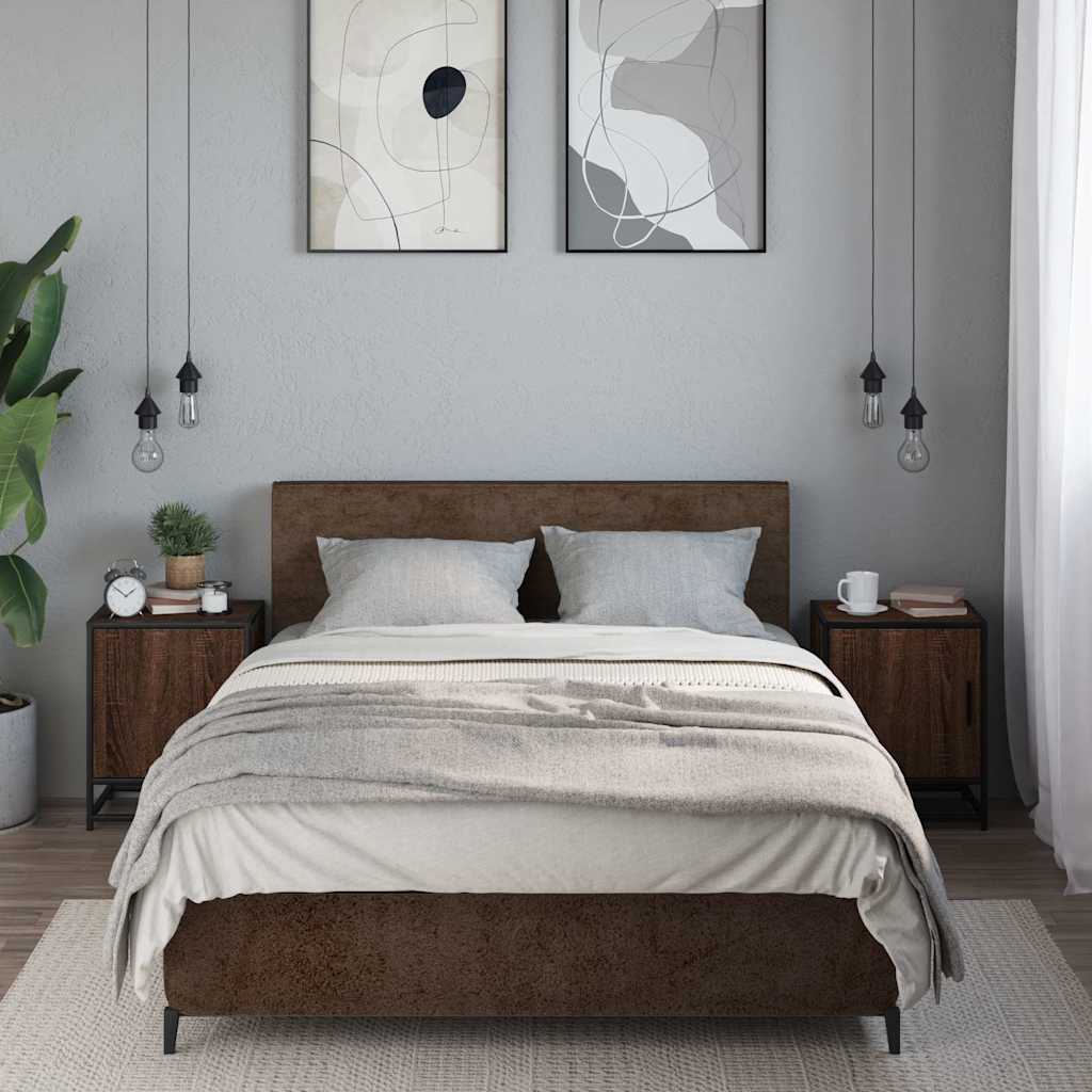 vidaXL Noptiere 2 buc Stejar maro 40x31x50 cm Lemn prelucrat și metal