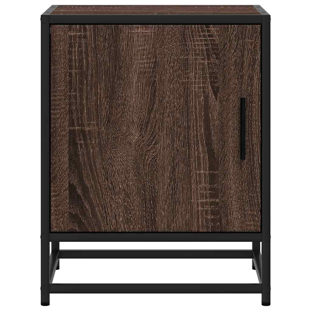 vidaXL Noptiere 2 buc Stejar maro 40x31x50 cm Lemn prelucrat și metal