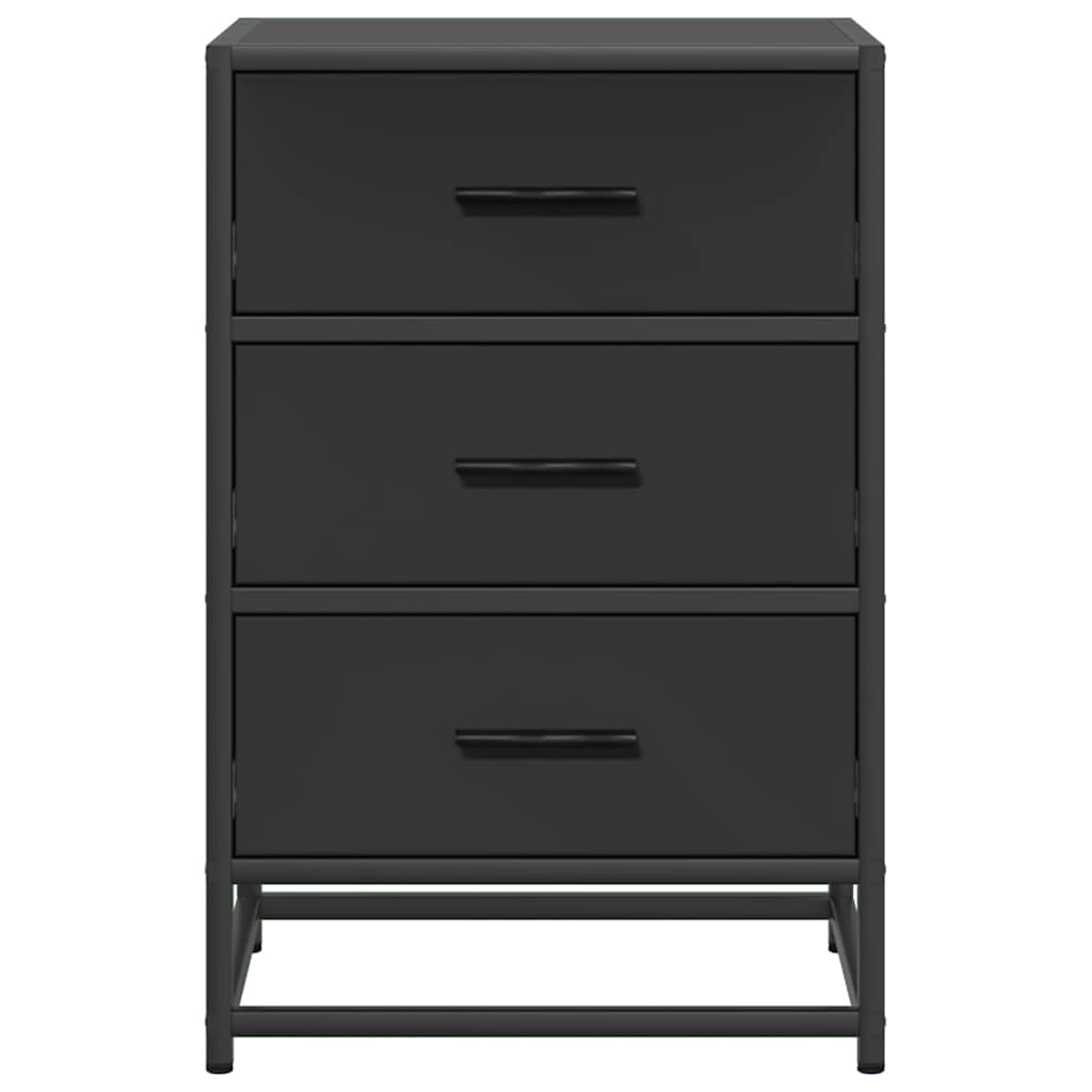 vidaXL Noptiera neagra 40x34,5x60 cm lemn prelucrat si metal