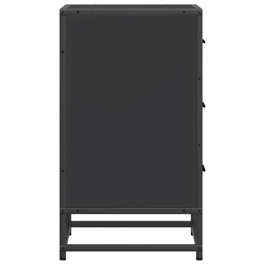 vidaXL Noptiera neagra 40x34,5x60 cm lemn prelucrat si metal