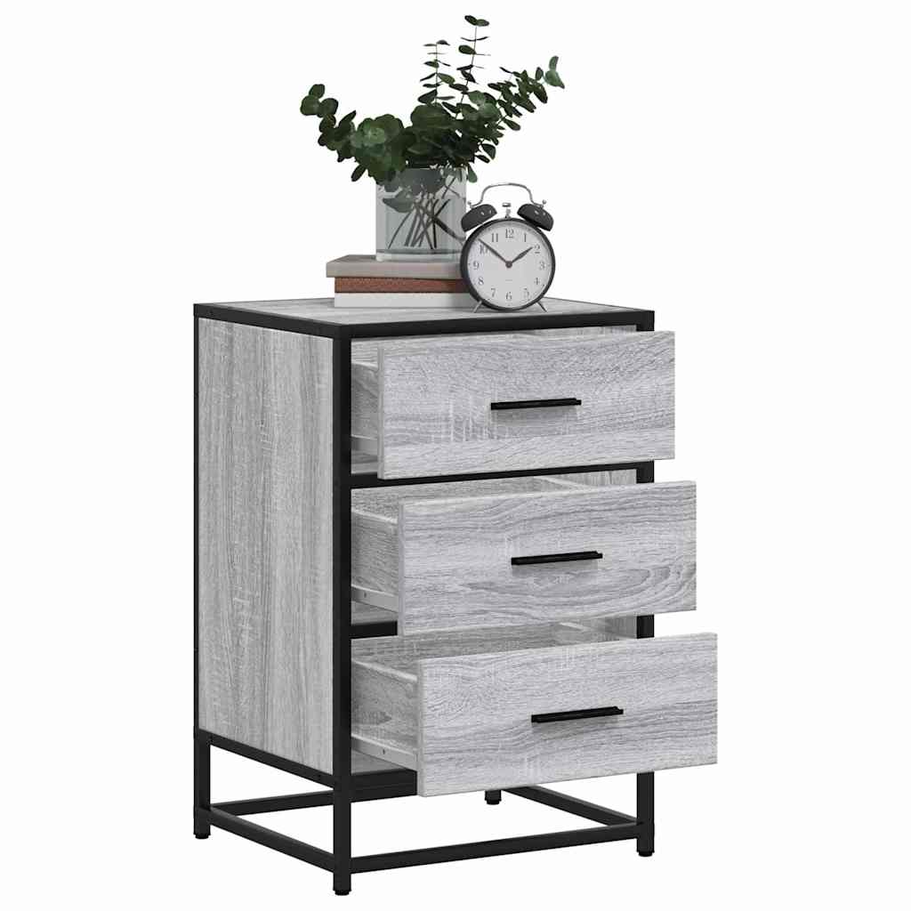 vidaXL Noptiera gri Sonoma 40x34,5x60 cm lemn prelucrat si metal