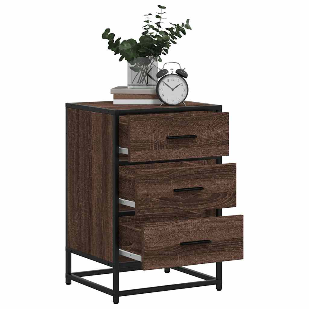 vidaXL Noptiera stejar maro 40x34,5x60 cm lemn prelucrat si metal