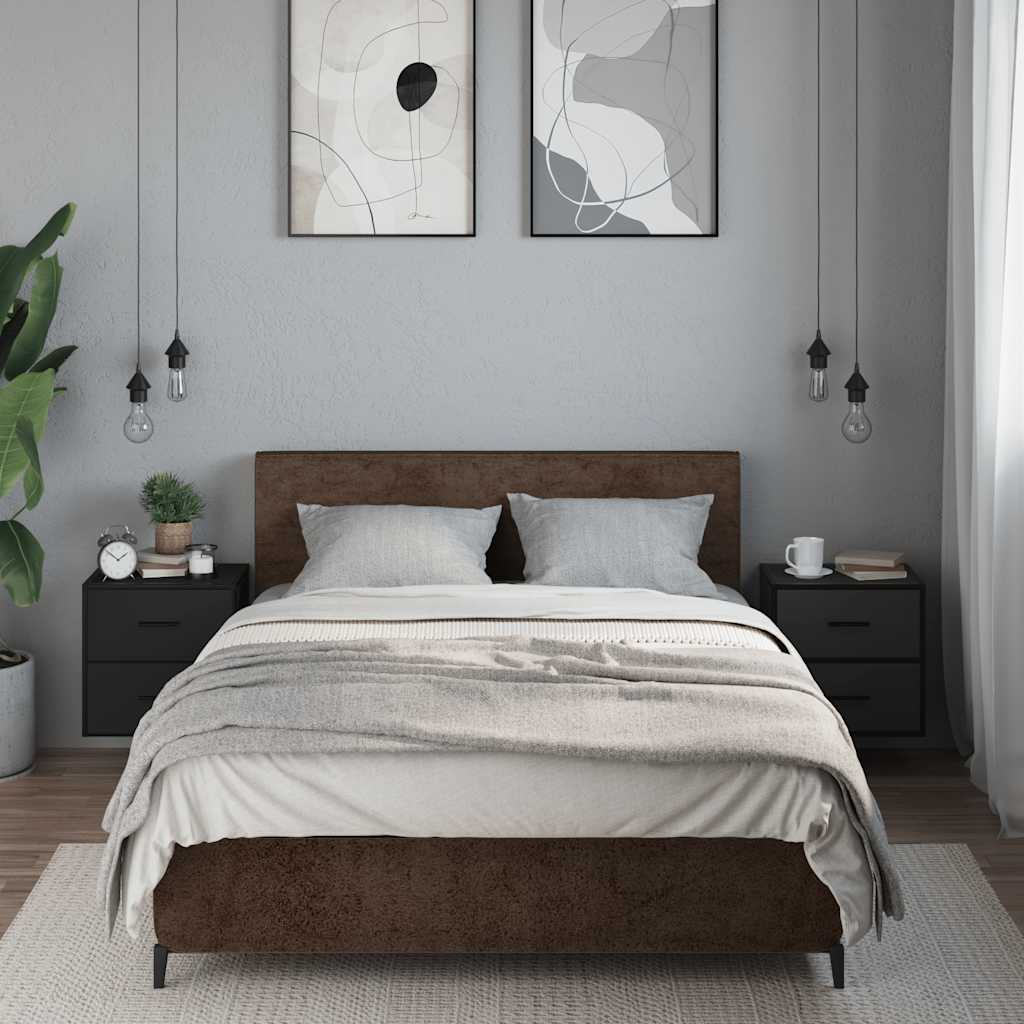 vidaXL Noptiere de perete, 2 buc., negru, 40x31x39,5 cm