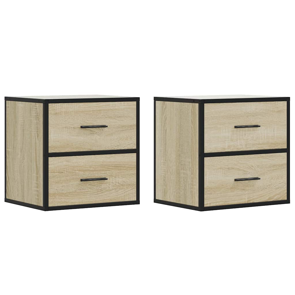 vidaXL Noptiere de perete, 2 buc., stejar sonoma, 40x31x39,5 cm