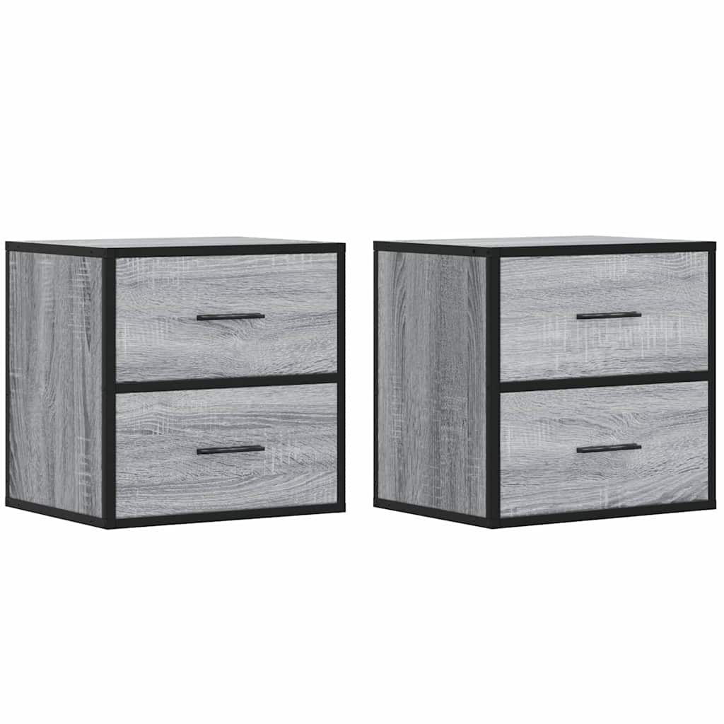 vidaXL Noptiere de perete, 2 buc., sonoma gri, 40x31x39,5 cm