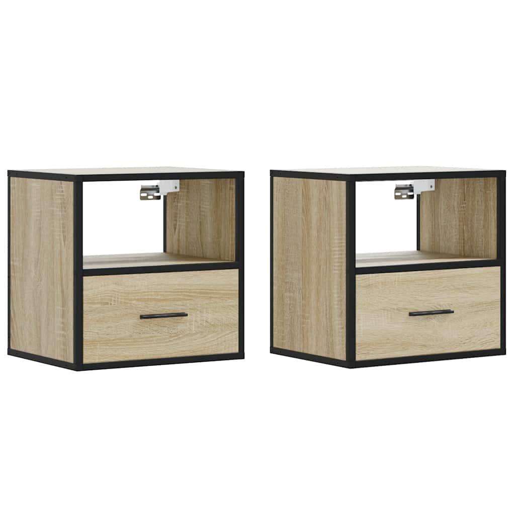 vidaXL Noptiere de perete, 2 buc., stejar sonoma, 40x31x39,5 cm