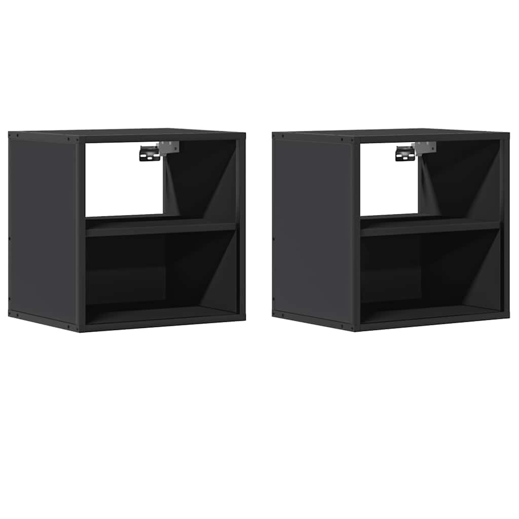 vidaXL Noptiere de perete, 2 buc., negru, 40x31x39,5 cm