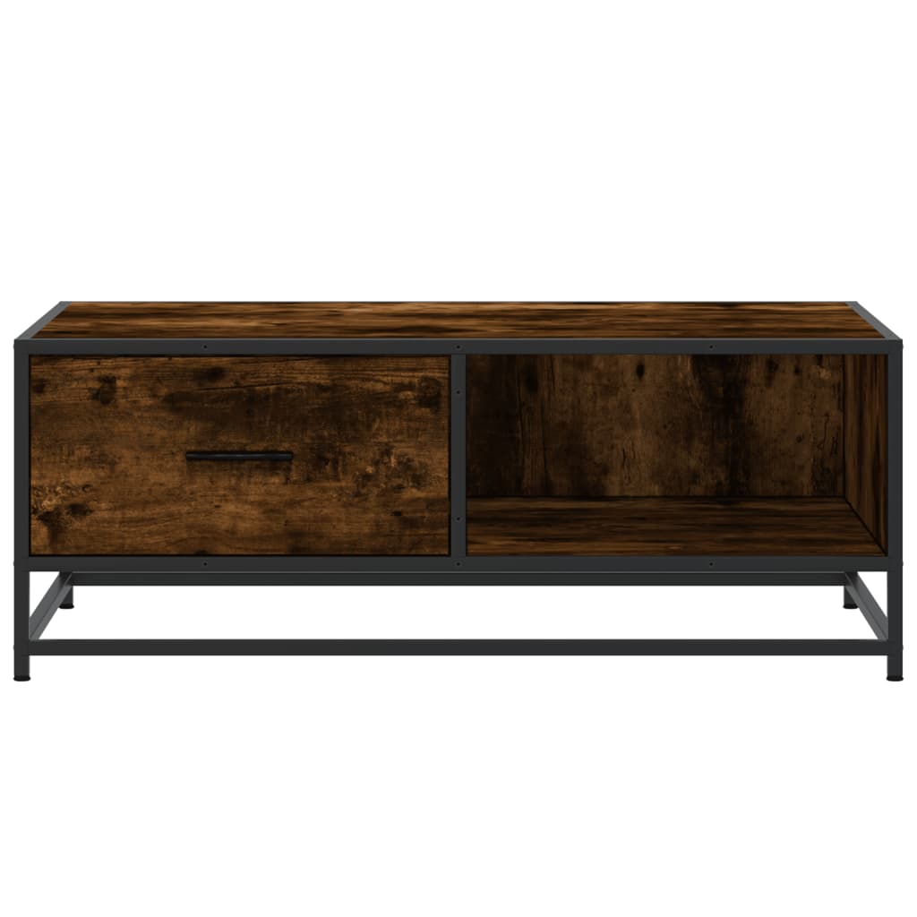 vidaXL Măsuță de cafea stejar fumuriu 90x57x35cm lemn prelucrat/metal vidaXL Măsuță de cafea stejar fumuriu 90x57x35cm lemn prelucrat/metal
