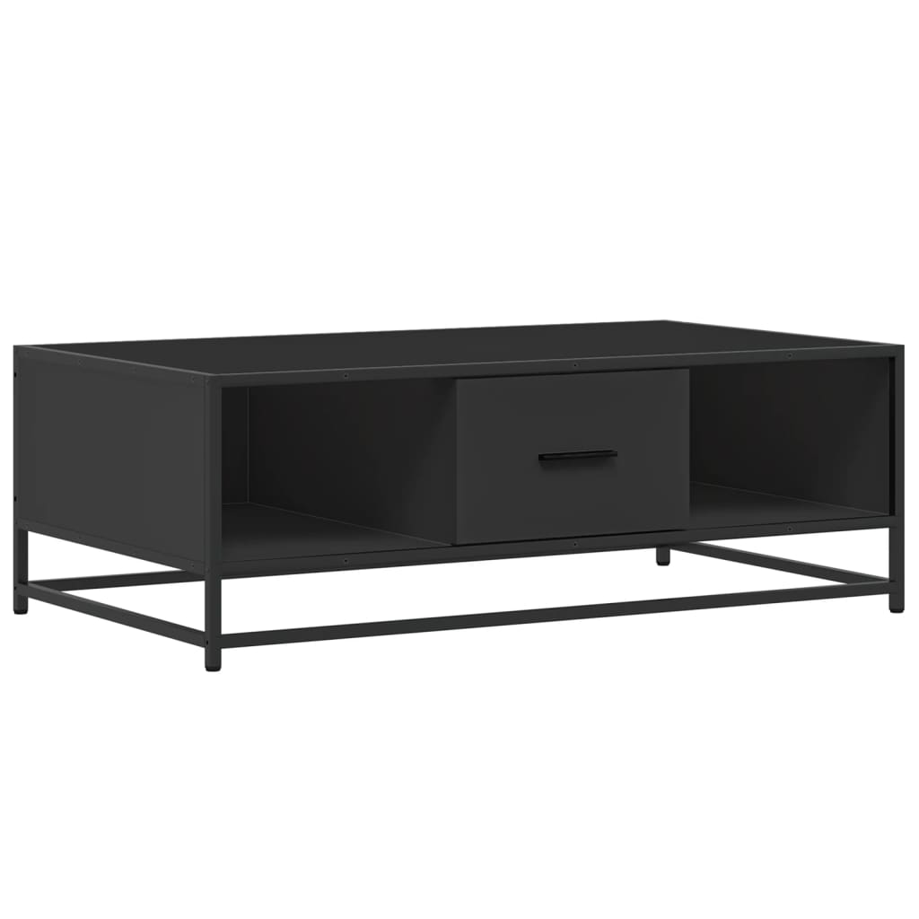 vidaXL Măsuță de cafea, negru, 100x57x35 cm, lemn prelucrat și metal