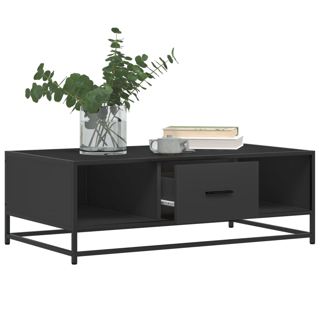 vidaXL Măsuță de cafea, negru, 100x57x35 cm, lemn prelucrat și metal