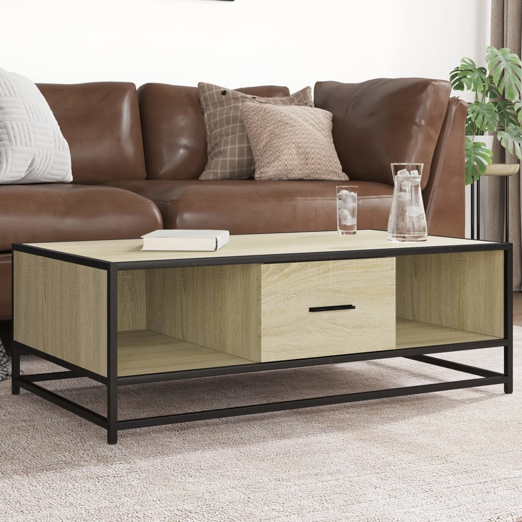 vidaXL Măsuță cafea stejar sonoma 100x57x35 cm lemn prelucrat și metal vidaXL Măsuță cafea stejar sonoma 100x57x35 cm lemn prelucrat și metal