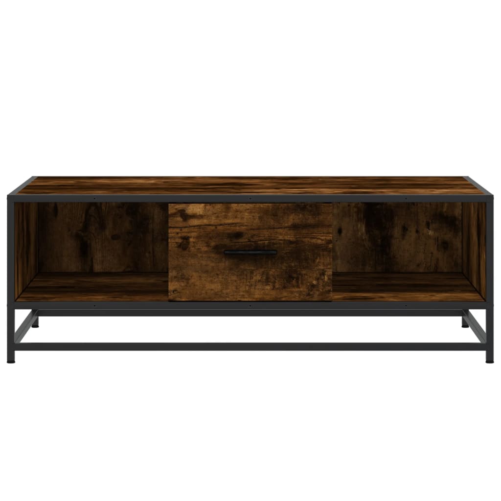 vidaXL Măsuță de cafea stejar fumuriu 100x57x35cm lemn prelucrat/metal