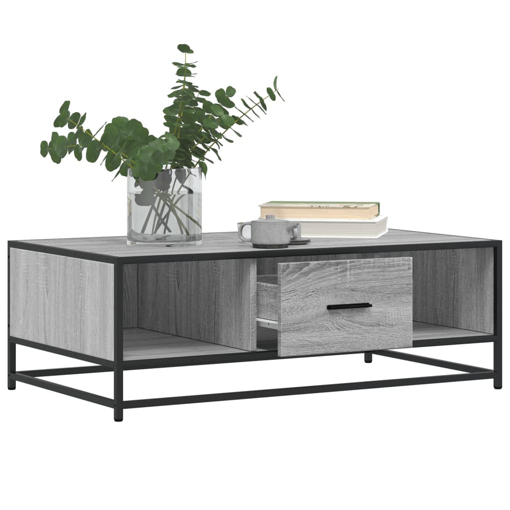 vidaXL Măsuță de cafea, gri sonoma, 100x57x35 cm, lemn prelucrat/metal