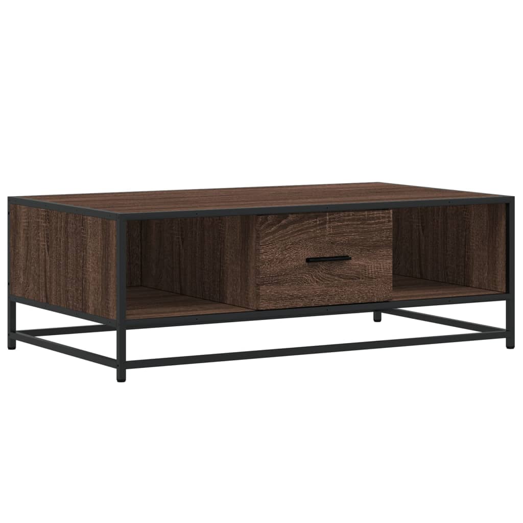 vidaXL Măsuță cafea, stejar maro, 100x57x35 cm, lemn prelucrat/metal vidaXL Măsuță cafea, stejar maro, 100x57x35 cm, lemn prelucrat/metal