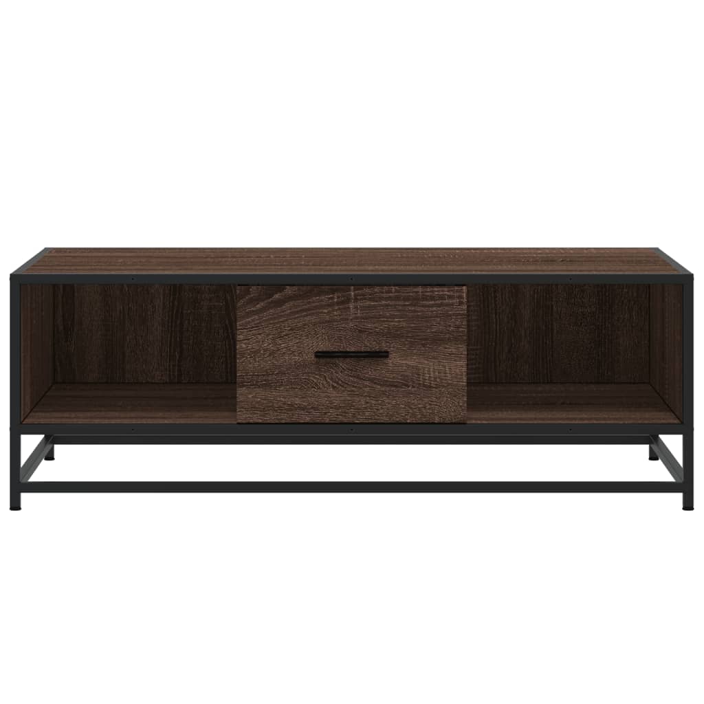vidaXL Măsuță cafea, stejar maro, 100x57x35 cm, lemn prelucrat/metal vidaXL Măsuță cafea, stejar maro, 100x57x35 cm, lemn prelucrat/metal