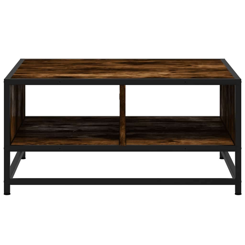 vidaXL Măsuță cafea stejar fumuriu 60,5x60,5x30cm lemn prelucrat/metal vidaXL Măsuță cafea stejar fumuriu 60,5x60,5x30cm lemn prelucrat/metal
