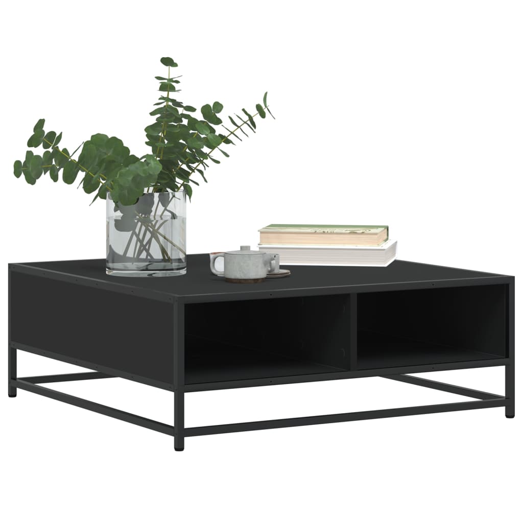 vidaXL Măsuță de cafea, negru, 80x80x30 cm, lemn prelucrat și metal vidaXL Măsuță de cafea, negru, 80x80x30 cm, lemn prelucrat și metal