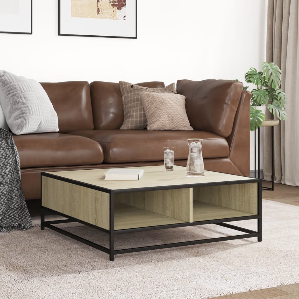 vidaXL Măsuță de cafea stejar sonoma 80x80x30 cm lemn prelucrat/metal vidaXL Măsuță de cafea stejar sonoma 80x80x30 cm lemn prelucrat/metal