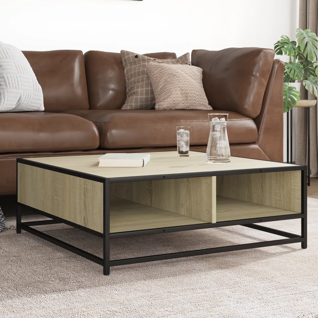 vidaXL Măsuță de cafea stejar sonoma 80x80x30 cm lemn prelucrat/metal vidaXL Măsuță de cafea stejar sonoma 80x80x30 cm lemn prelucrat/metal
