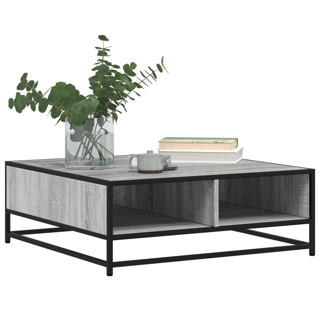 vidaXL Măsuță de cafea gri sonoma 80x80x30 cm lemn prelucrat și metal