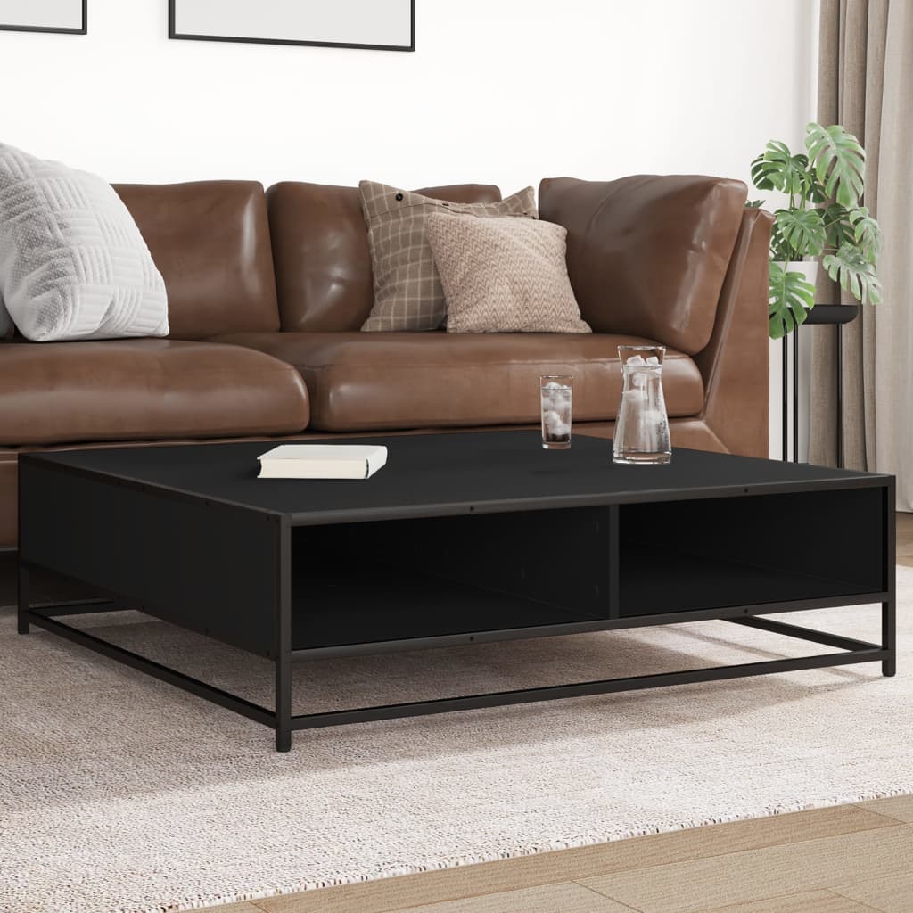 vidaXL Măsuță de cafea, negru, 100x100x30 cm, lemn prelucrat și metal vidaXL Măsuță de cafea, negru, 100x100x30 cm, lemn prelucrat și metal