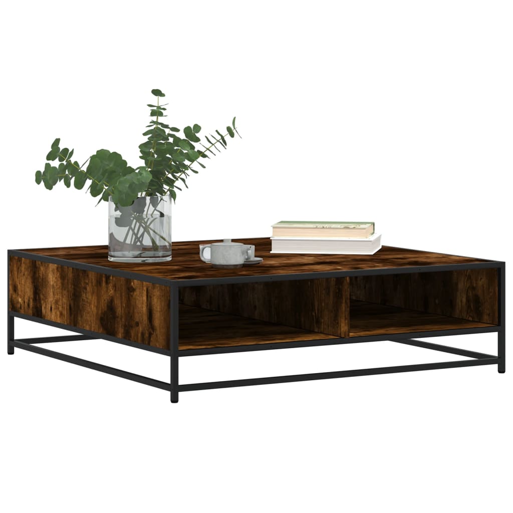 vidaXL Măsuță cafea stejar fumuriu 100x100x30 cm lemn prelucrat/metal vidaXL Măsuță cafea stejar fumuriu 100x100x30 cm lemn prelucrat/metal