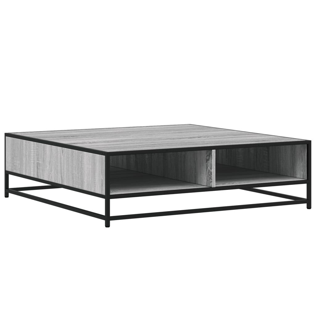 vidaXL Măsuță de cafea gri sonoma, 100x100x30 cm, lemn prelucrat/metal