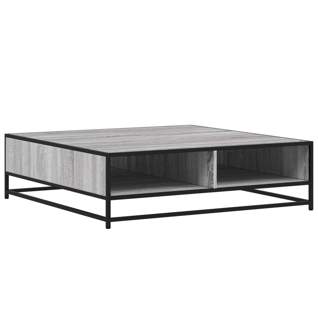vidaXL Măsuță de cafea gri sonoma, 100x100x30 cm, lemn prelucrat/metal