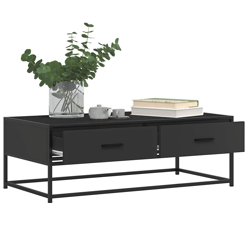 vidaXL Măsuță de cafea, negru, 100x50x35 cm, lemn prelucrat și metal vidaXL Măsuță de cafea, negru, 100x50x35 cm, lemn prelucrat și metal