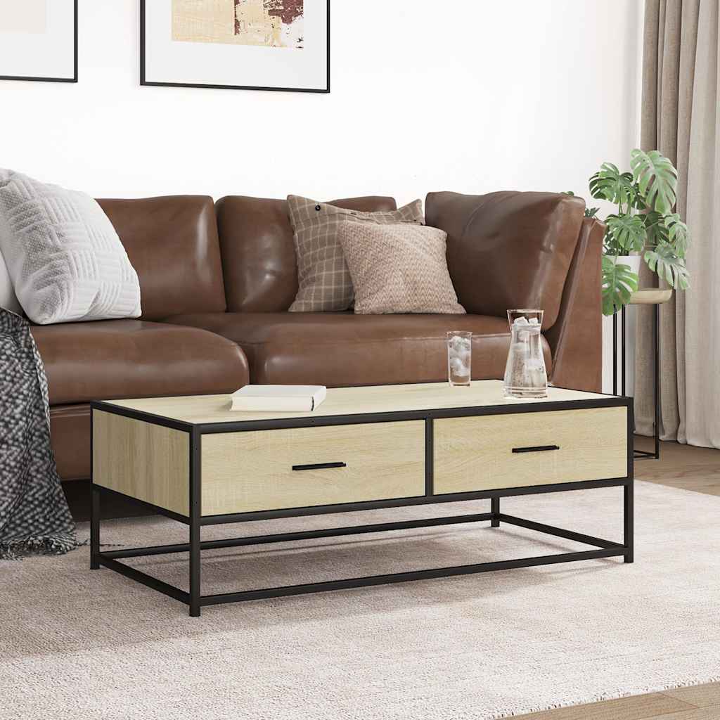 vidaXL Măsuță cafea stejar sonoma 100x50x35 cm lemn prelucrat și metal vidaXL Măsuță cafea stejar sonoma 100x50x35 cm lemn prelucrat și metal
