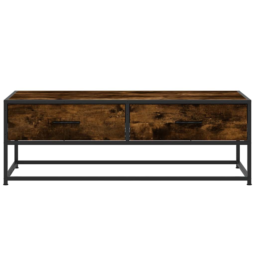 vidaXL Măsuță de cafea stejar fumuriu 100x50x35cm lemn prelucrat/metal