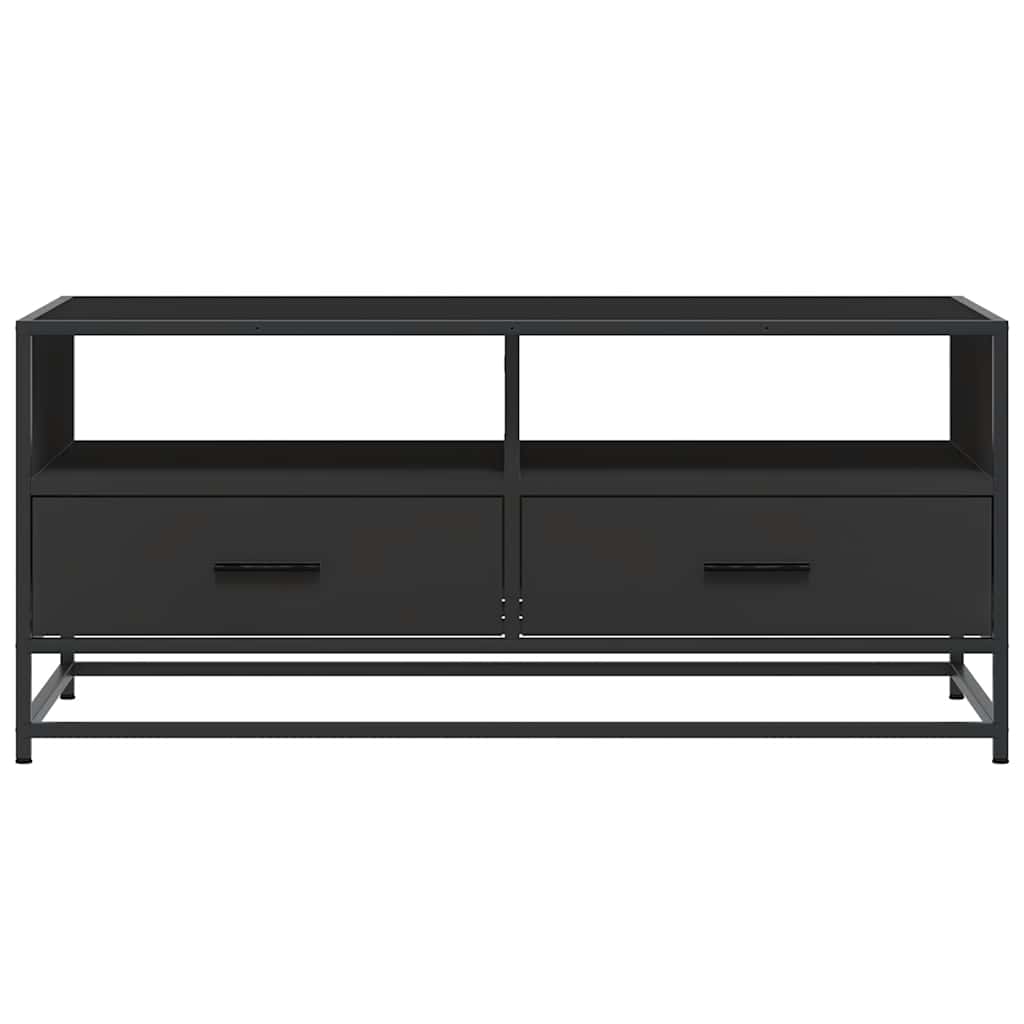 vidaXL Măsuță de cafea, negru, 100x50x45 cm, lemn prelucrat și metal vidaXL Măsuță de cafea, negru, 100x50x45 cm, lemn prelucrat și metal