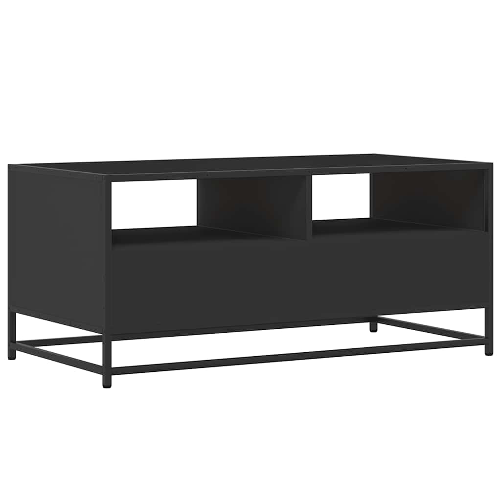 vidaXL Măsuță de cafea, negru, 100x50x45 cm, lemn prelucrat și metal vidaXL Măsuță de cafea, negru, 100x50x45 cm, lemn prelucrat și metal
