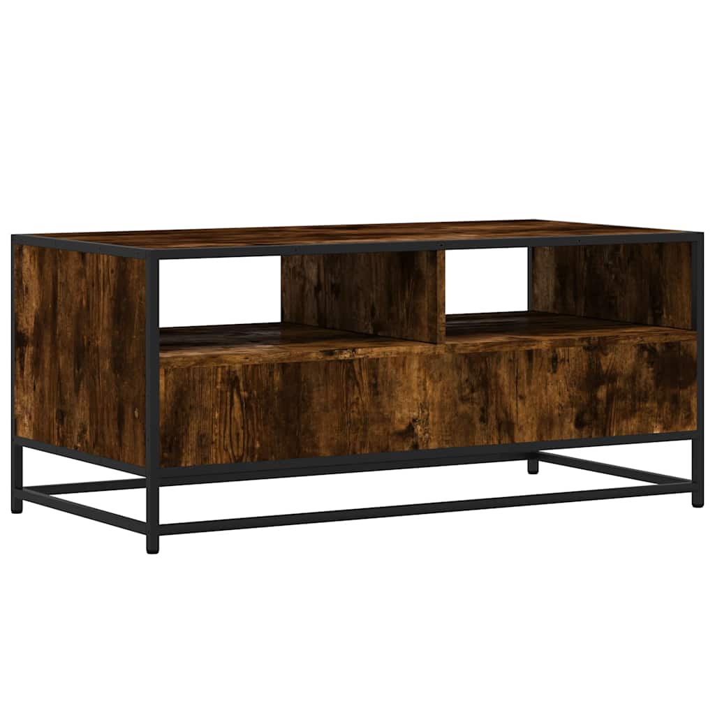 vidaXL Măsuță cafea, stejar fumuriu 100x50x45 cm lemn prelucrat/metal vidaXL Măsuță cafea, stejar fumuriu 100x50x45 cm lemn prelucrat/metal