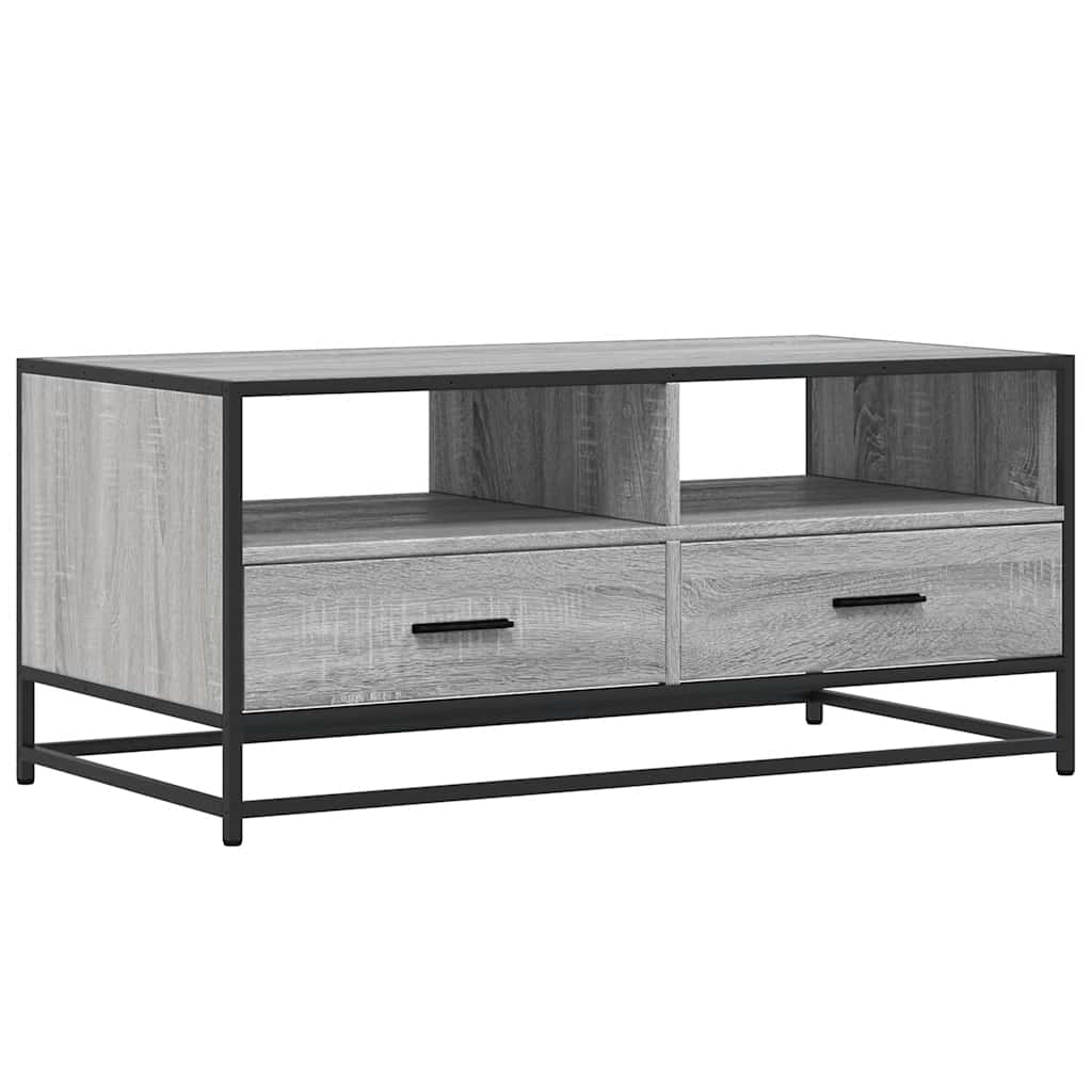 vidaXL Măsuță de cafea, gri sonoma, 100x50x45 cm, lemn prelucrat/metal