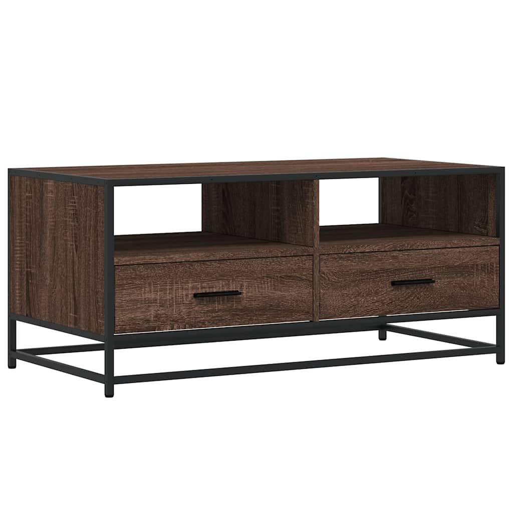 vidaXL Măsuță cafea, stejar maro, 100x50x45 cm, lemn prelucrat/metal vidaXL Măsuță cafea, stejar maro, 100x50x45 cm, lemn prelucrat/metal
