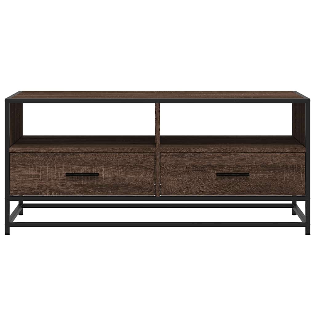 vidaXL Măsuță cafea, stejar maro, 100x50x45 cm, lemn prelucrat/metal vidaXL Măsuță cafea, stejar maro, 100x50x45 cm, lemn prelucrat/metal