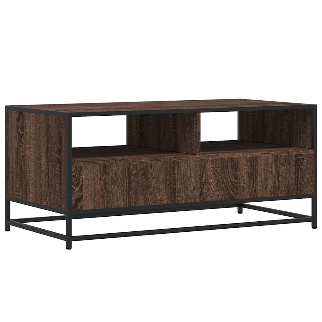 vidaXL Măsuță cafea, stejar maro, 100x50x45 cm, lemn prelucrat/metal vidaXL Măsuță cafea, stejar maro, 100x50x45 cm, lemn prelucrat/metal