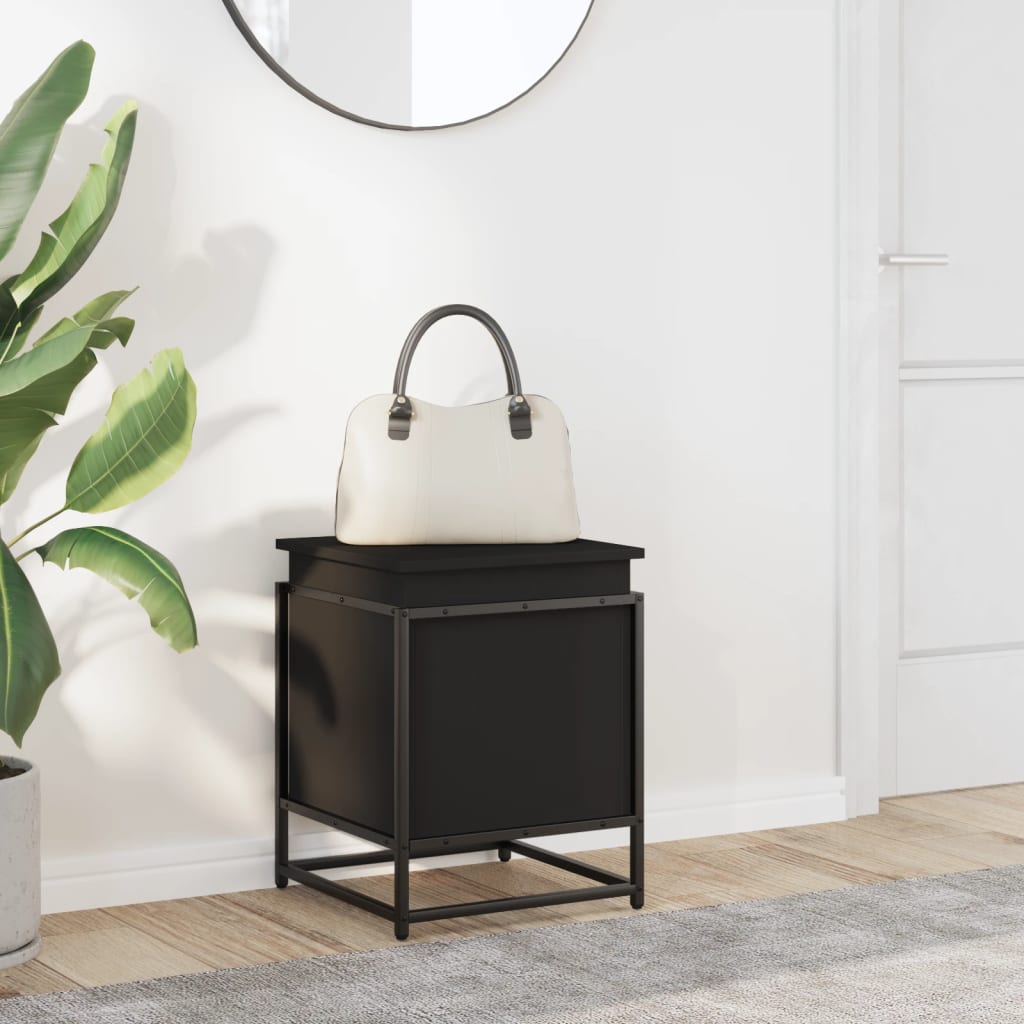 vidaXL Cutie de depozitare cu capac negru 40x40x51,5 cm lemn prelucrat vidaXL Cutie de depozitare cu capac negru 40x40x51,5 cm lemn prelucrat