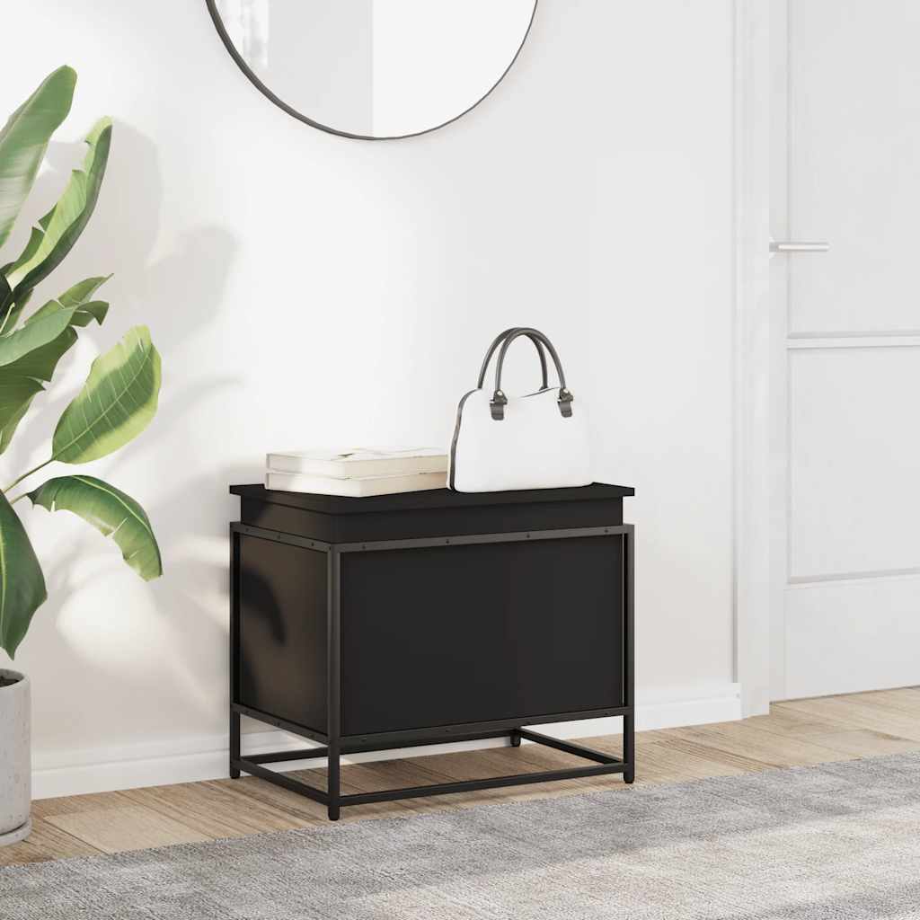 vidaXL Cutie de depozitare cu capac negru 60x40x51,5 cm lemn prelucrat vidaXL Cutie de depozitare cu capac negru 60x40x51,5 cm lemn prelucrat