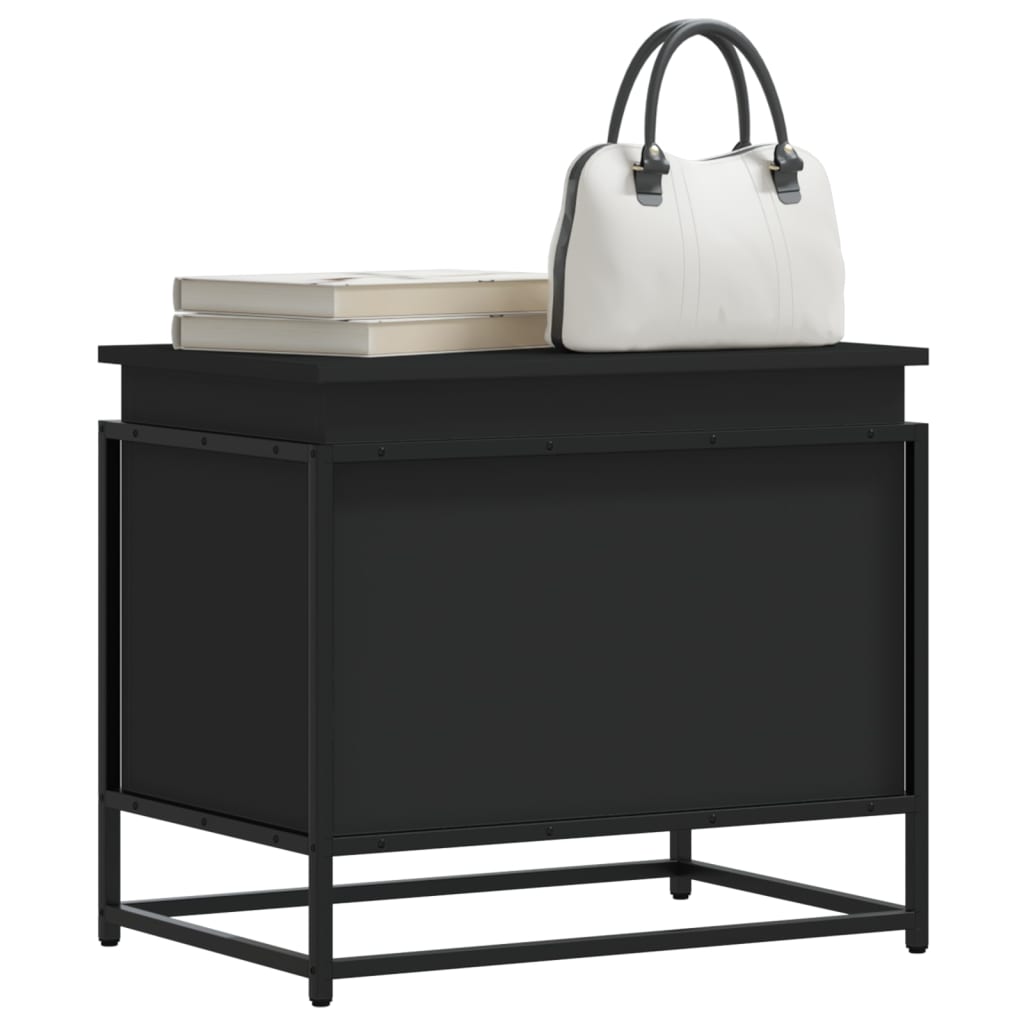 vidaXL Cutie de depozitare cu capac negru 60x40x51,5 cm lemn prelucrat vidaXL Cutie de depozitare cu capac negru 60x40x51,5 cm lemn prelucrat