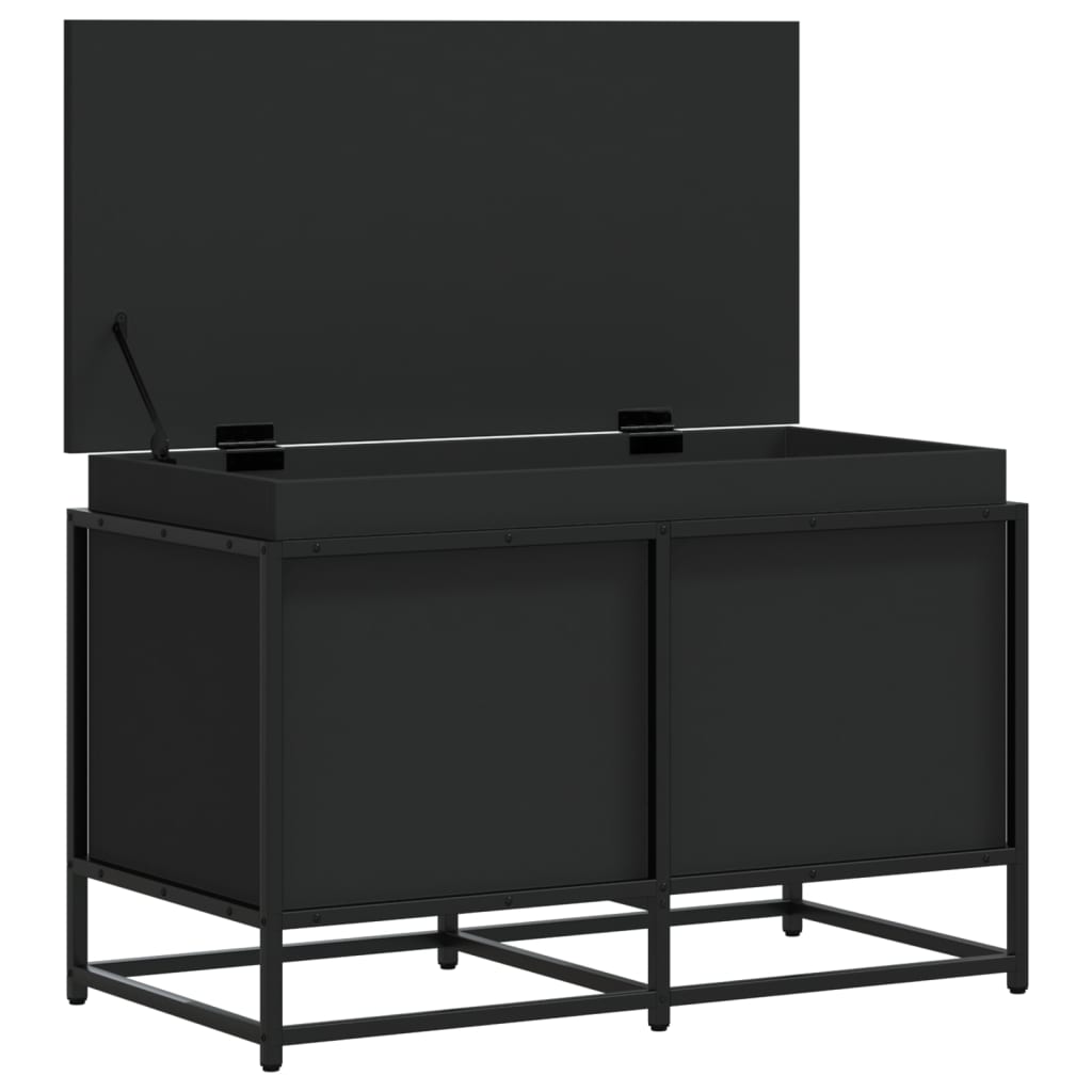 vidaXL Cutie de depozitare cu capac negru 80x40x51,5 cm lemn prelucrat vidaXL Cutie de depozitare cu capac negru 80x40x51,5 cm lemn prelucrat