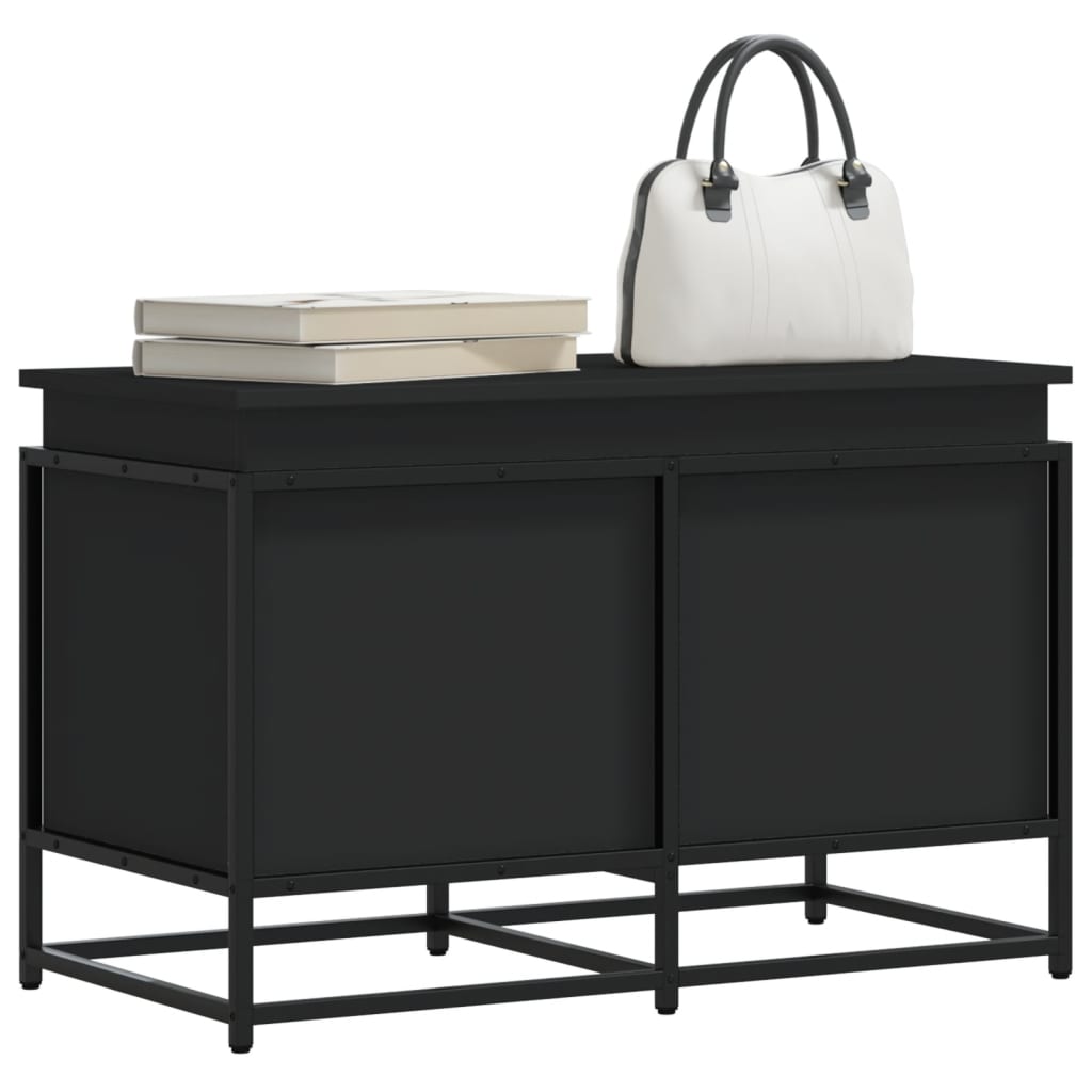 vidaXL Cutie de depozitare cu capac negru 80x40x51,5 cm lemn prelucrat vidaXL Cutie de depozitare cu capac negru 80x40x51,5 cm lemn prelucrat