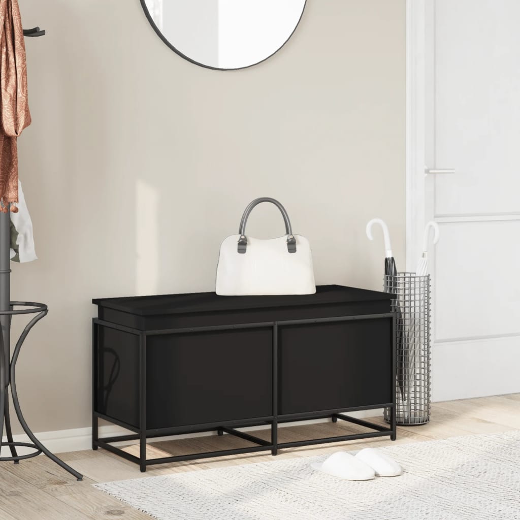 vidaXL Cutie depozitare cu capac negru 100x40x51,5 cm lemn prelucrat vidaXL Cutie depozitare cu capac negru 100x40x51,5 cm lemn prelucrat