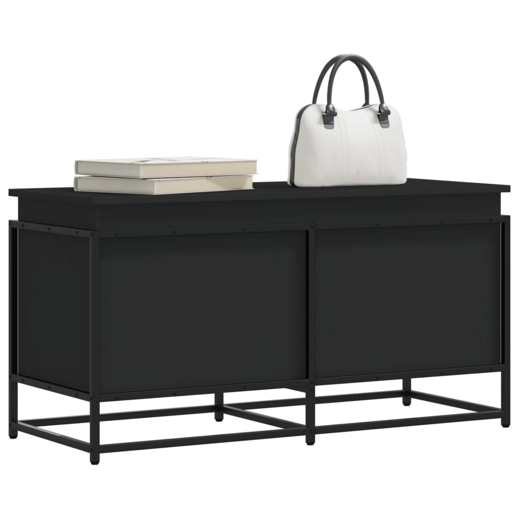 vidaXL Cutie depozitare cu capac negru 100x40x51,5 cm lemn prelucrat vidaXL Cutie depozitare cu capac negru 100x40x51,5 cm lemn prelucrat