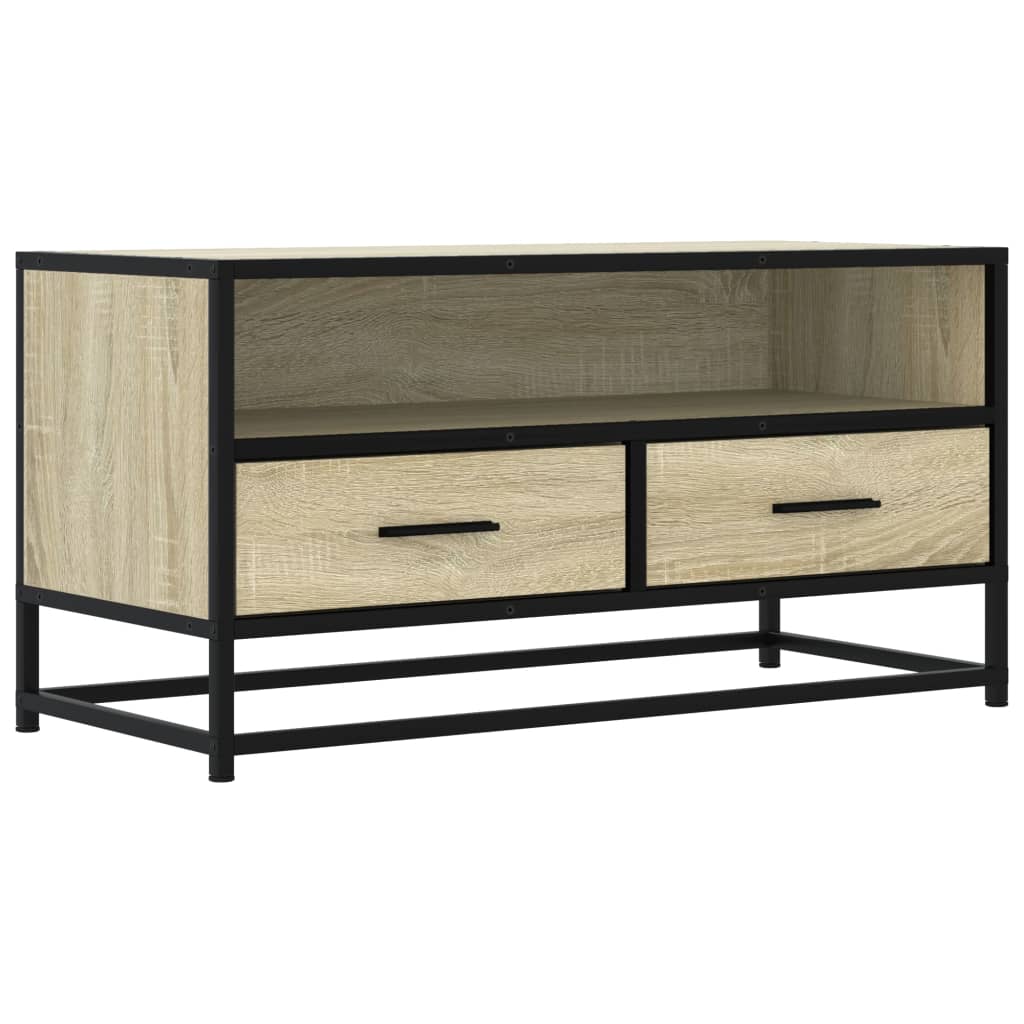 vidaXL Dulap TV, stejar sonoma, 80x34,5x40 cm, lemn prelucrat și metal vidaXL Dulap TV, stejar sonoma, 80x34,5x40 cm, lemn prelucrat și metal