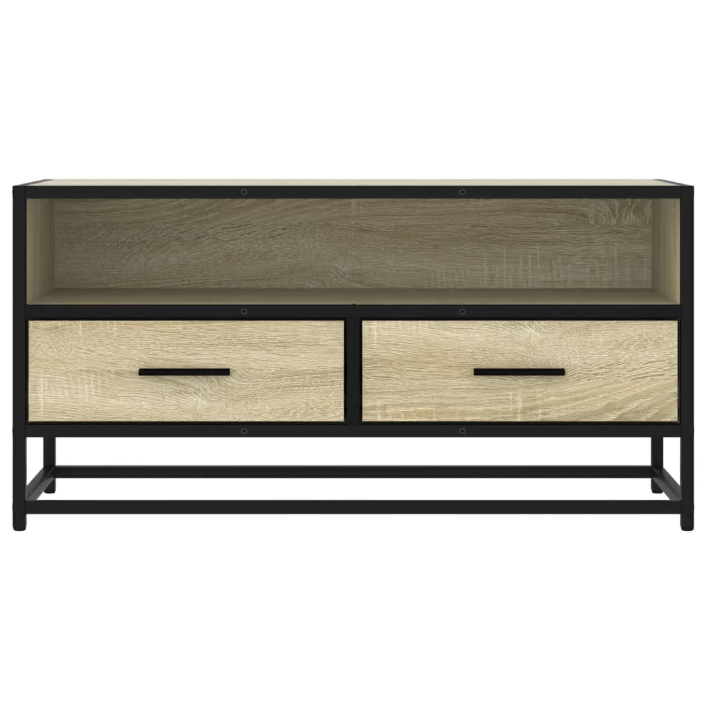 vidaXL Dulap TV, stejar sonoma, 80x34,5x40 cm, lemn prelucrat și metal vidaXL Dulap TV, stejar sonoma, 80x34,5x40 cm, lemn prelucrat și metal