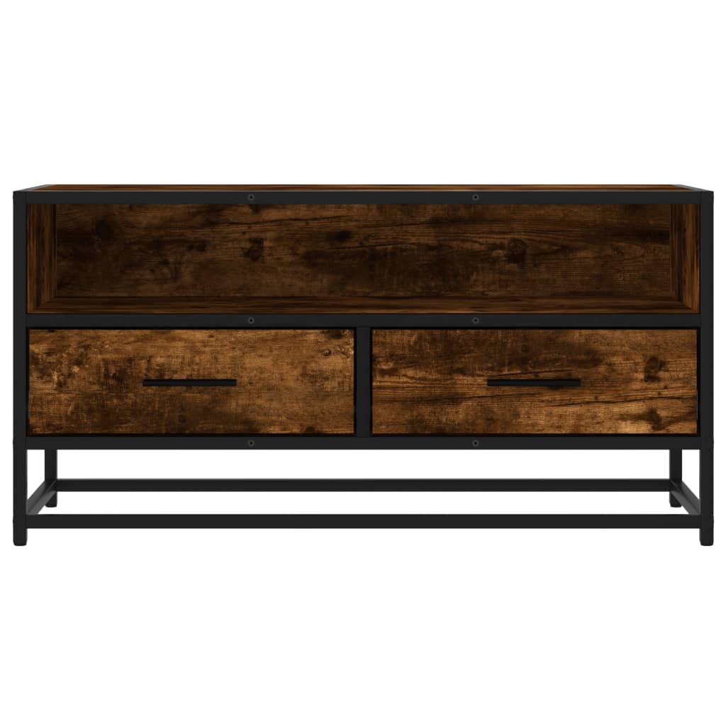 vidaXL Dulap TV stejar fumuriu, 80x34,5x40 cm, lemn prelucrat și metal