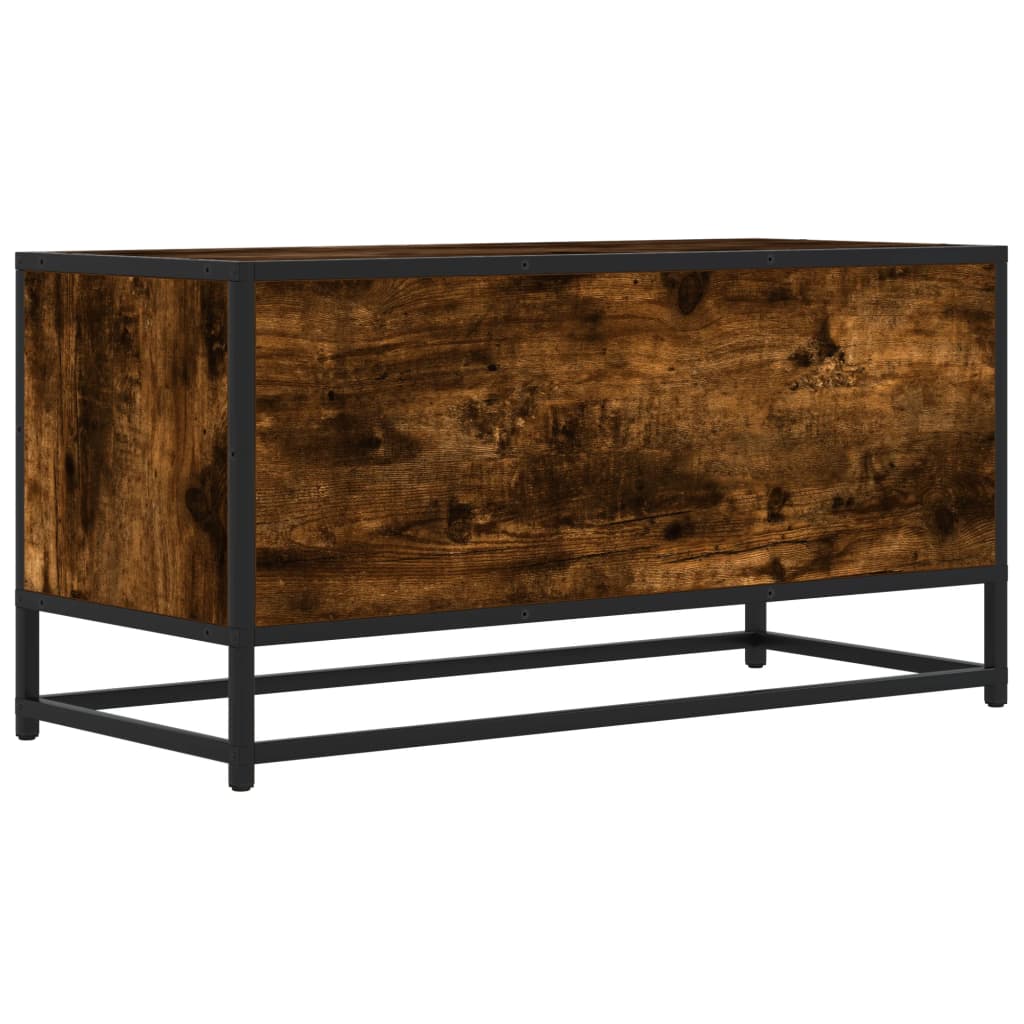 vidaXL Dulap TV stejar fumuriu, 80x34,5x40 cm, lemn prelucrat și metal